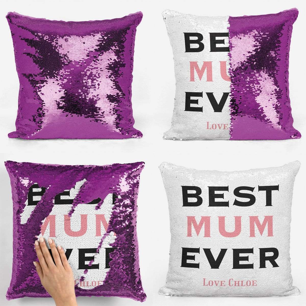 Personalised Best Mum Ever Sequin Magic Cushion
